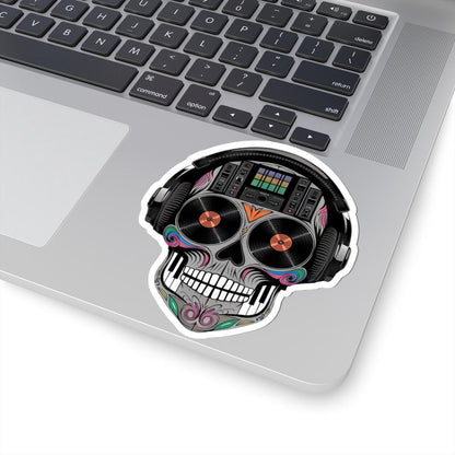 Sugar Skull DJ Sticker: Waterproof Vinyl EDM Festival Art