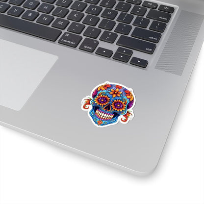 Floral Sugar Skull Sticker: Vibrant Dia de los Muertos Vinyl Decal