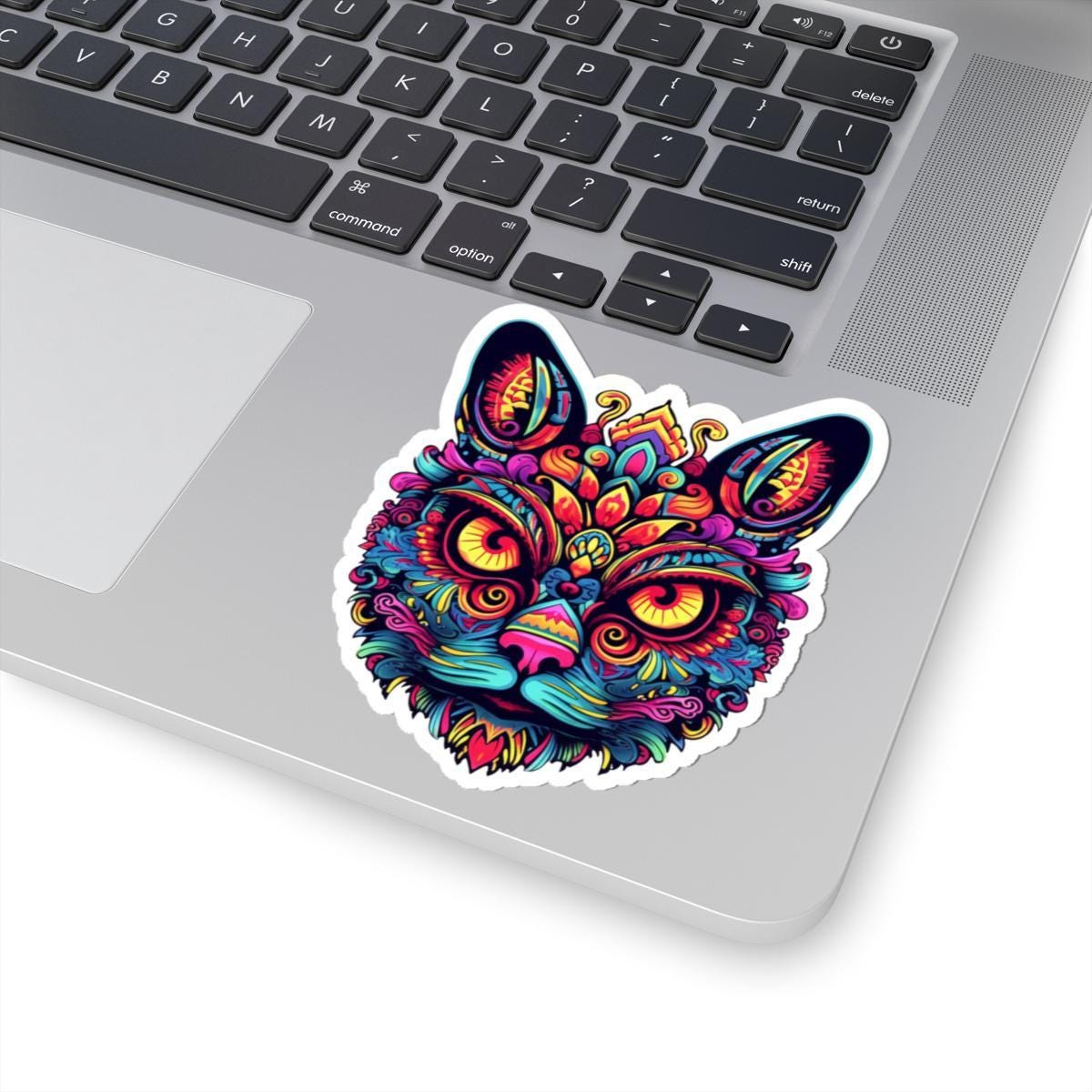 Psychedelic Cat Sticker: Trippy Boho Vinyl Decal - Laptop Art