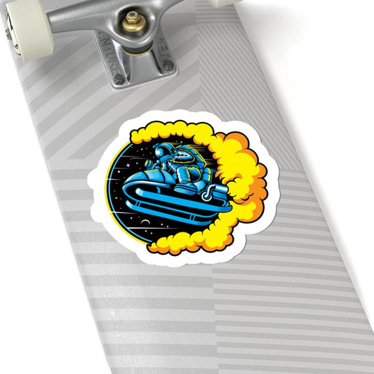 ColorFlow | Astrojump Snowmobile Sticker | Astronaut Riding Snowmobile Decal | Space Rider Vinyl Sticker | Cool Cosmic Adventure Art