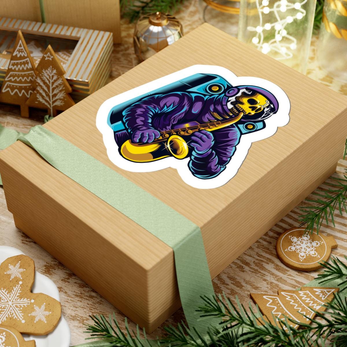 Astroskull Saxophonist Sticker | Space Jazz Music Decal