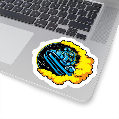 ColorFlow | Astrojump Snowmobile Sticker | Astronaut Riding Snowmobile Decal | Space Rider Vinyl Sticker | Cool Cosmic Adventure Art