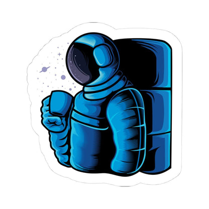 ColorFlow | Astronaut Coffee Sticker | Drinking Coffee in Space Vinyl Decal | Cosmic Morning Astronaut Art | Galaxy Mug Sticker