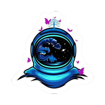 ColorFlow | Astronaut Butterfly Sticker | Space Helmet Ocean Wave Vinyl Decal | Cosmic Nature Astronaut Art | Galaxy Sticker
