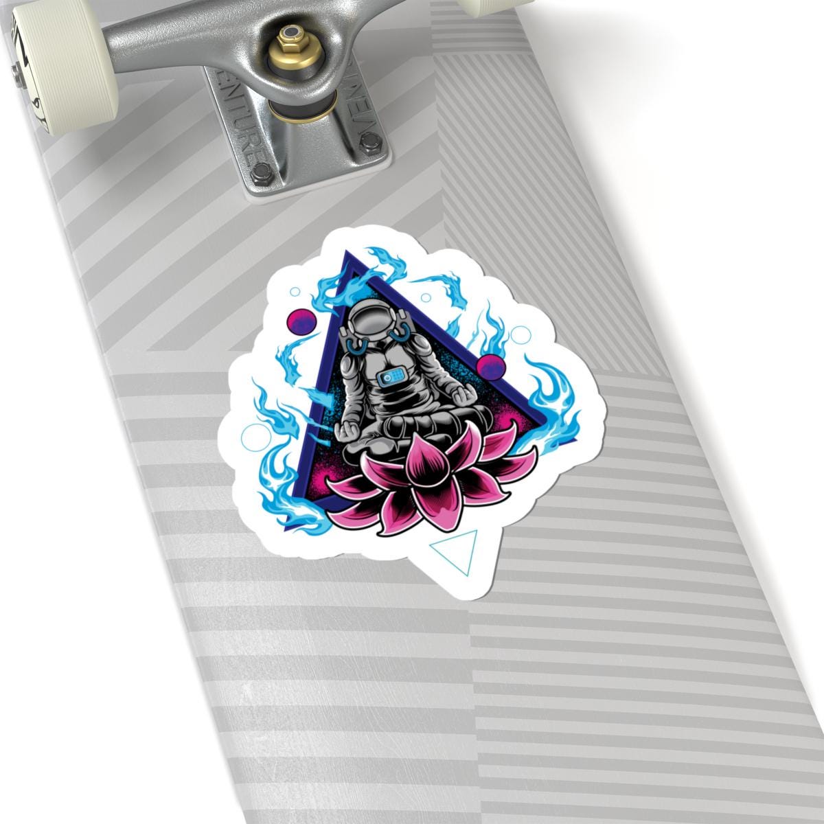 ColorFlow Astronaut Meditation Sticker | Cosmic Zen Lotus Space Art Decal | Mindfulness Galaxy Vinyl Sticker