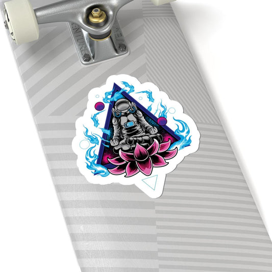 ColorFlow Astronaut Meditation Sticker | Cosmic Zen Lotus Space Art Decal | Mindfulness Galaxy Vinyl Sticker