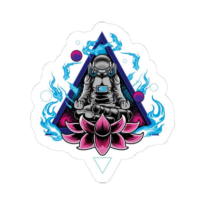 ColorFlow Astronaut Meditation Sticker | Cosmic Zen Lotus Space Art Decal | Mindfulness Galaxy Vinyl Sticker