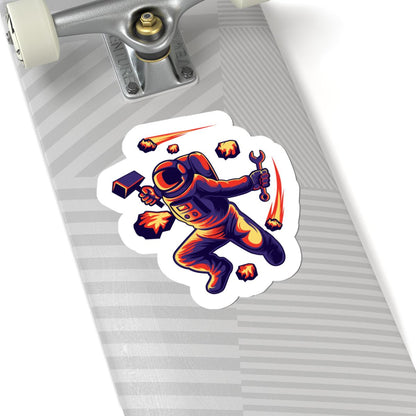 ColorFlow Astronaut Meteor Sticker | Space Repair Worker Vinyl Decal | Cosmic Survival Astronaut Art Sticker