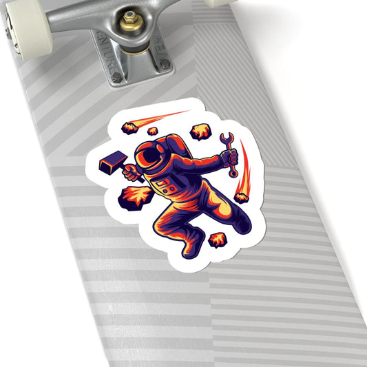 ColorFlow Astronaut Meteor Sticker | Space Repair Worker Vinyl Decal | Cosmic Survival Astronaut Art Sticker