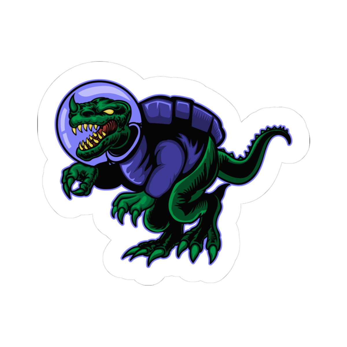 ColorFlow Space Dinosaur Sticker | Astronaut T-Rex Vinyl Decal | Cosmic Sci Fi Dino Sticker for Laptop, Water Bottle, Toolbox