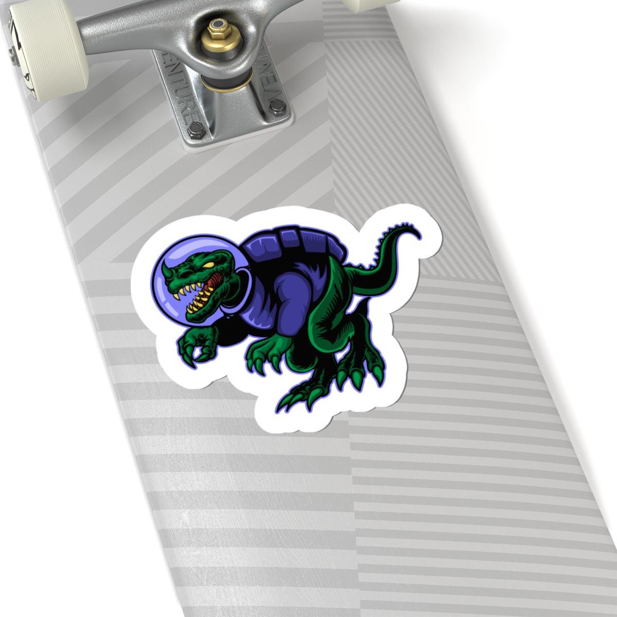 ColorFlow Space Dinosaur Sticker | Astronaut T-Rex Vinyl Decal | Cosmic Sci Fi Dino Sticker for Laptop, Water Bottle, Toolbox