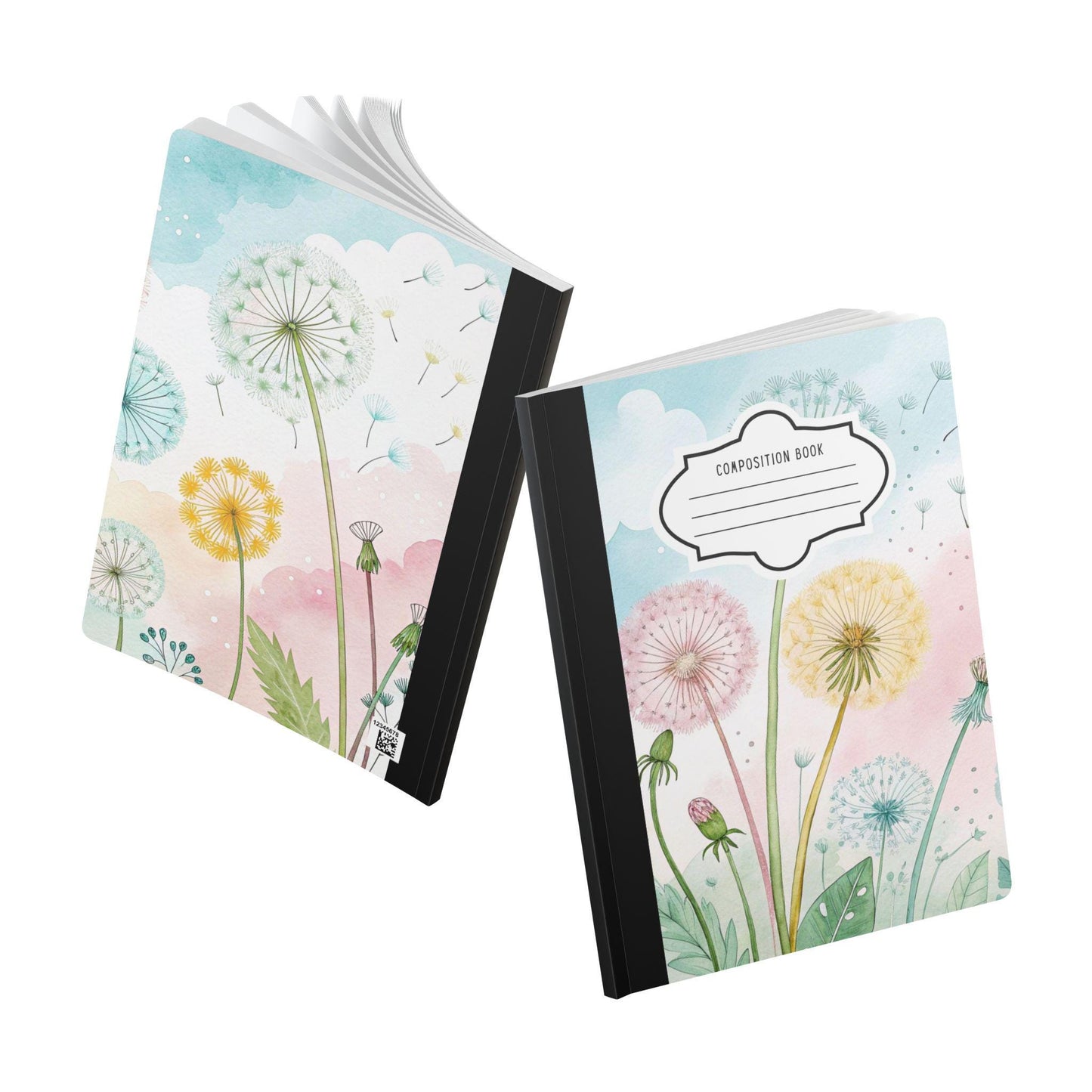 ColorFlow | Pastel Dandelion Composition Notebook College Ruled Journal for Students Professionals Writing Journaling
