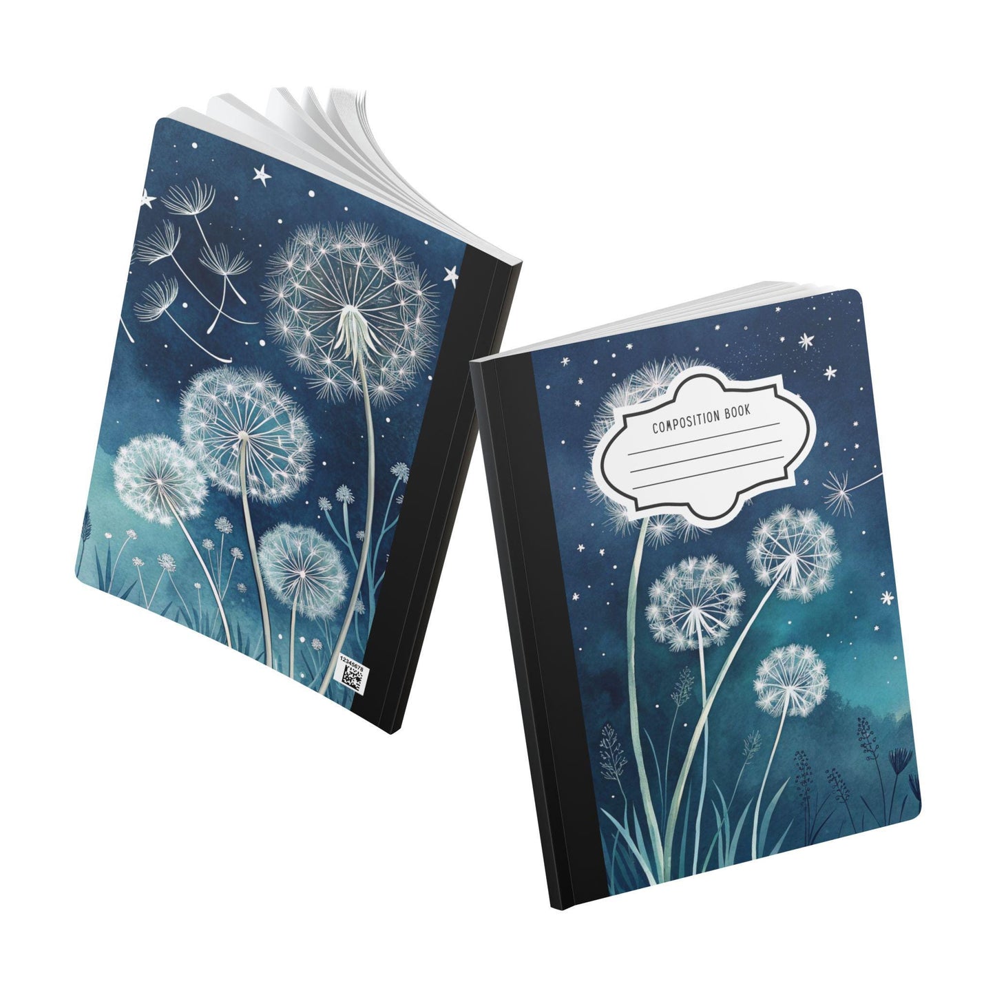 ColorFlow | Midnight Dandelion Composition Notebook College Ruled Journal for Students Professionals and Writers