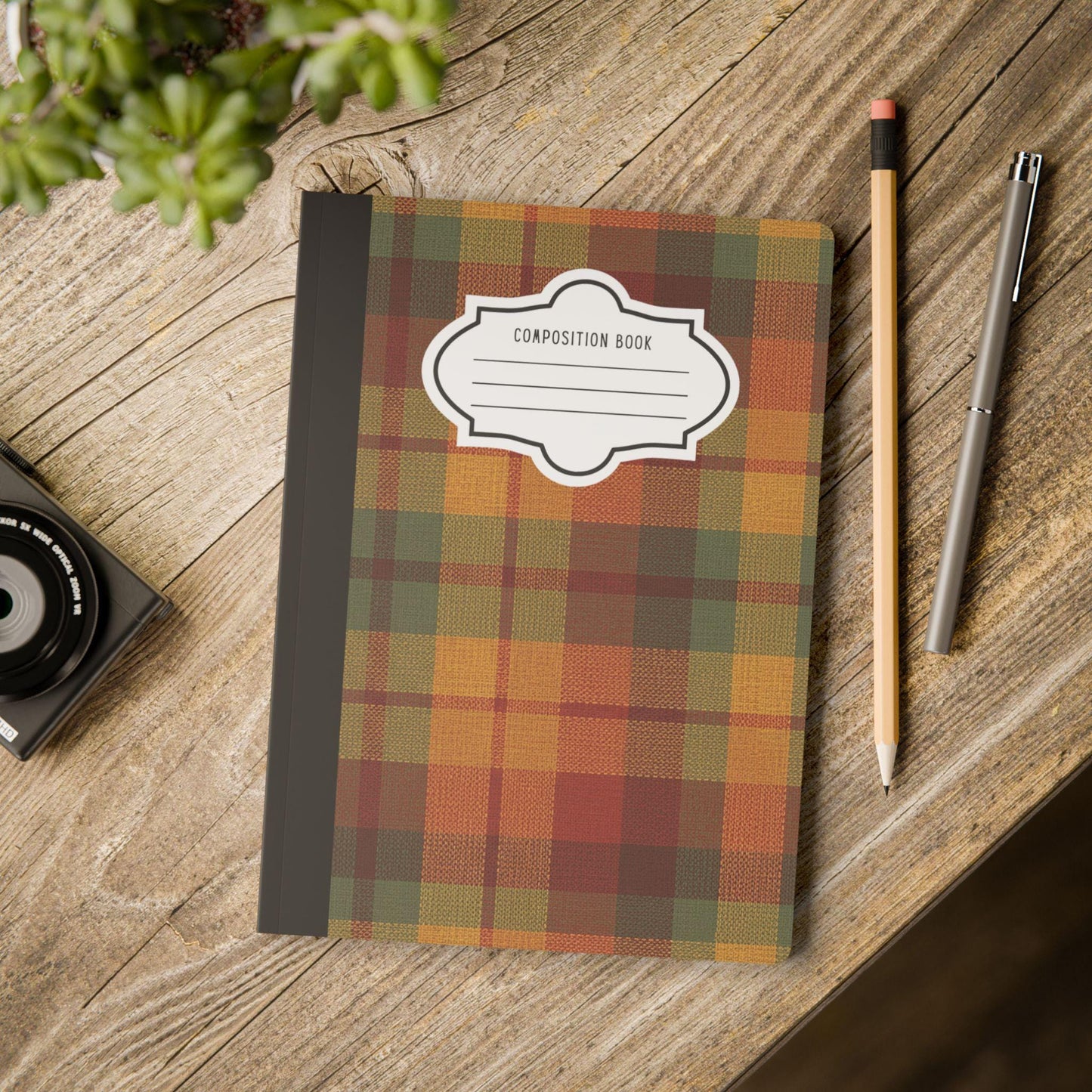 ColorFlow | Rustic Plaid Composition Notebook College Ruled Journal for Students Autumn Writing and Journaling