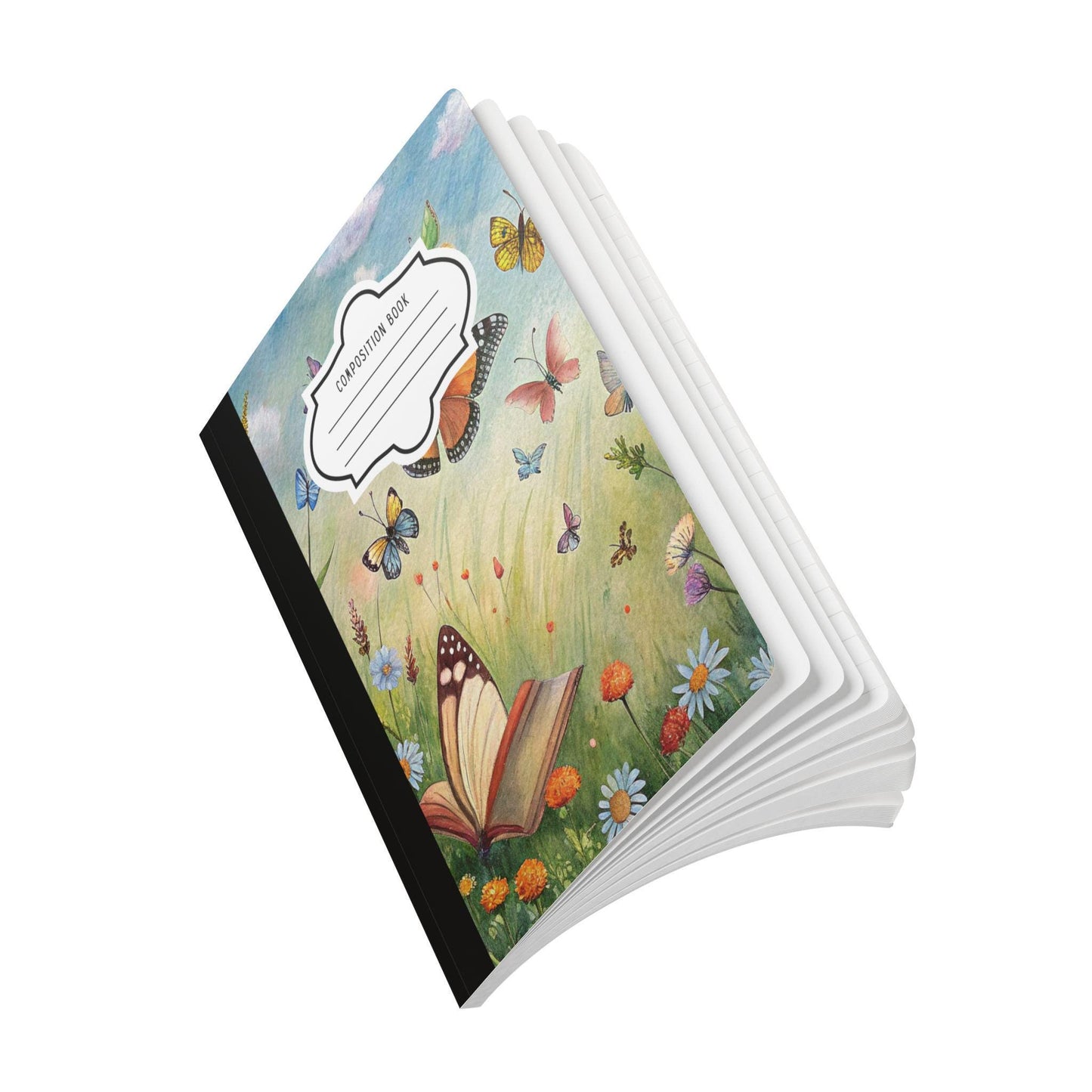 ColorFlow | Blooming Garden Butterfly Composition Notebook Aesthetic Floral Journal for School Office or Gift Writing