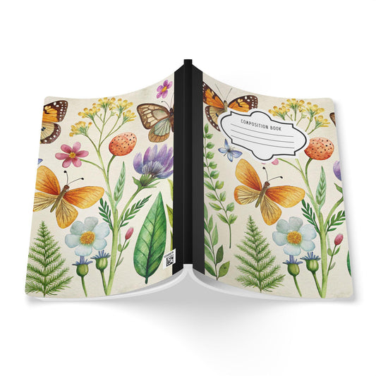ColorFlow | Golden Garden Butterfly Composition Notebook Floral Aesthetic Journal for Students Writers Office