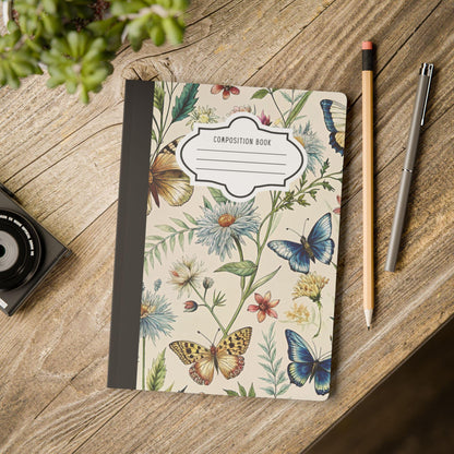 ColorFlow | Butterfly Meadow Composition Notebook Floral Journal Aesthetic Writing Book for School Office or Gift