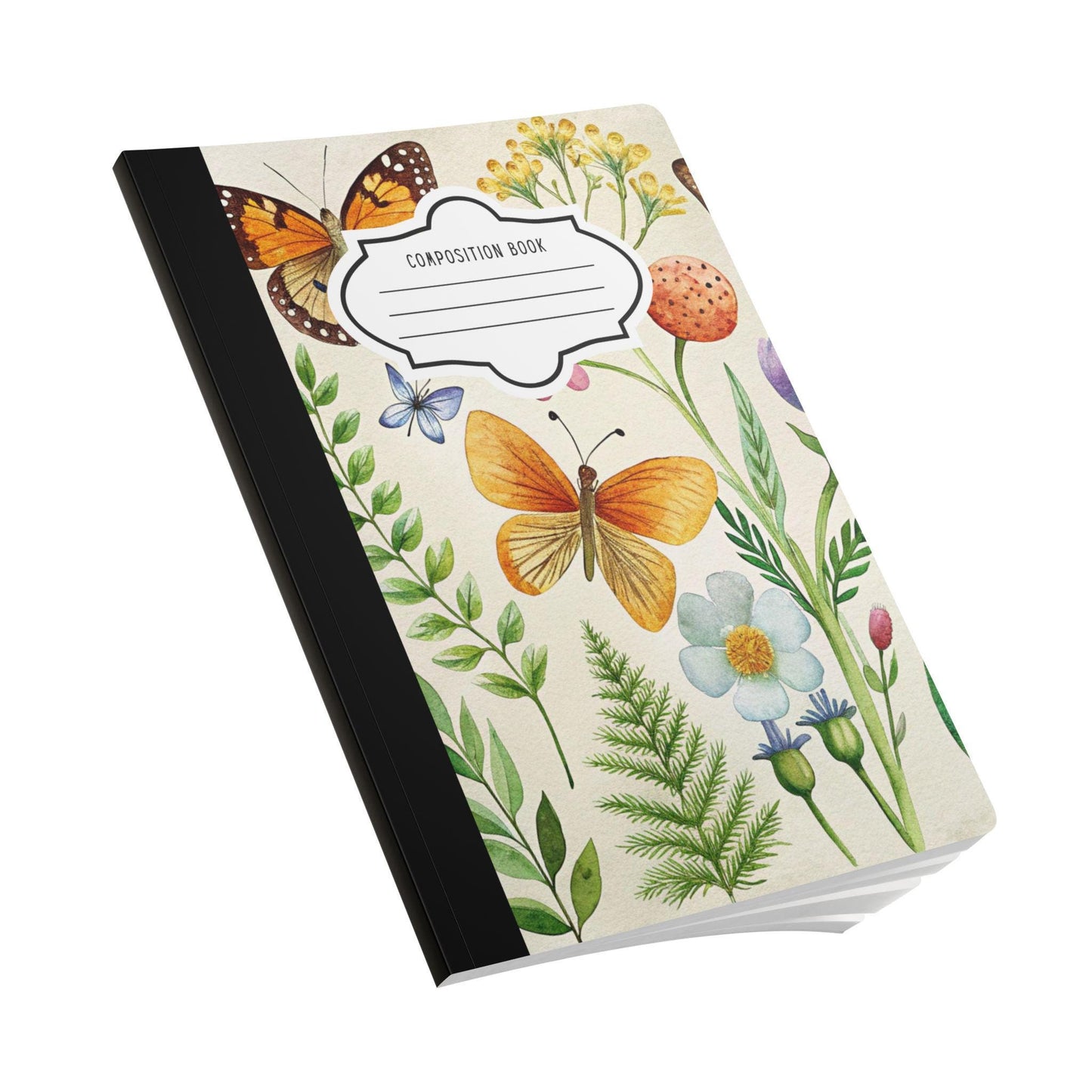 ColorFlow | Golden Garden Butterfly Composition Notebook Floral Aesthetic Journal for Students Writers Office