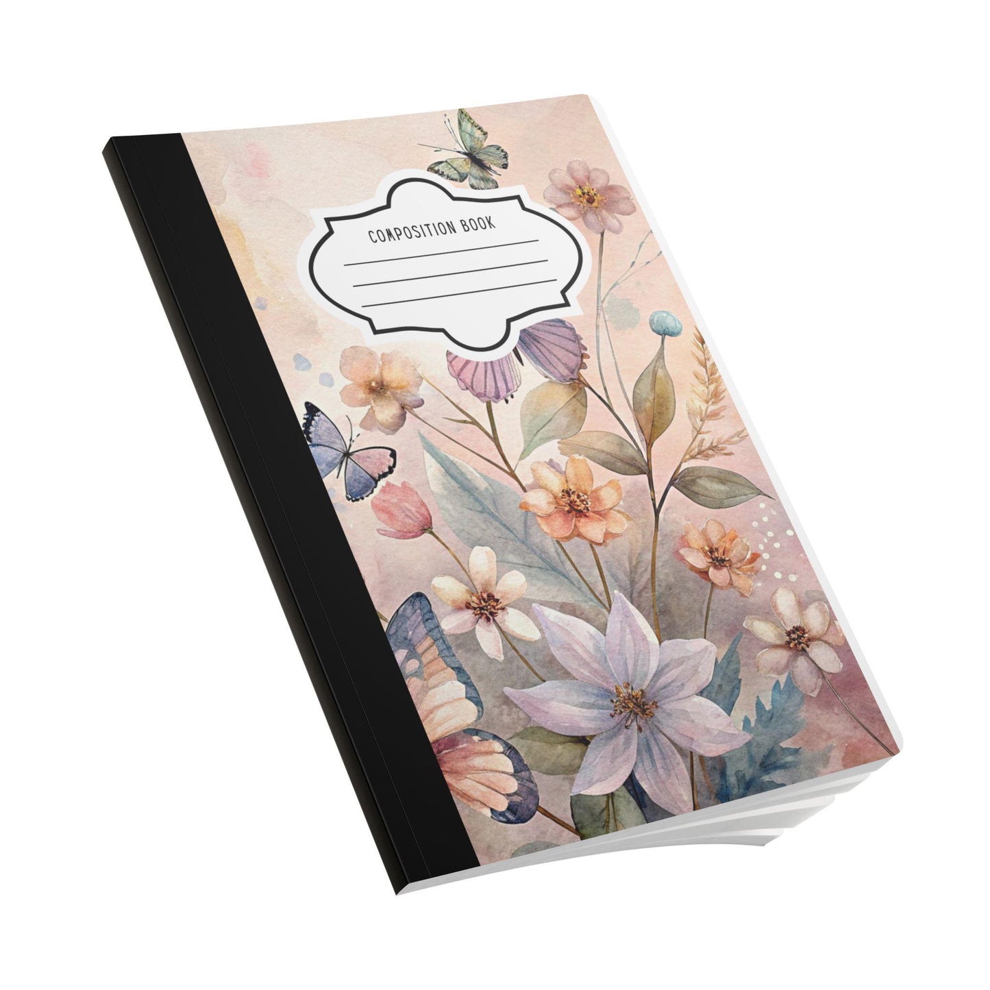 ColorFlow | Pastel Blossom Butterfly Composition Notebook Aesthetic Floral Journal for School Writing and Gifts