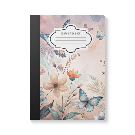Butterfly Floral Composition Notebook: Pastel Sky Garden Journal