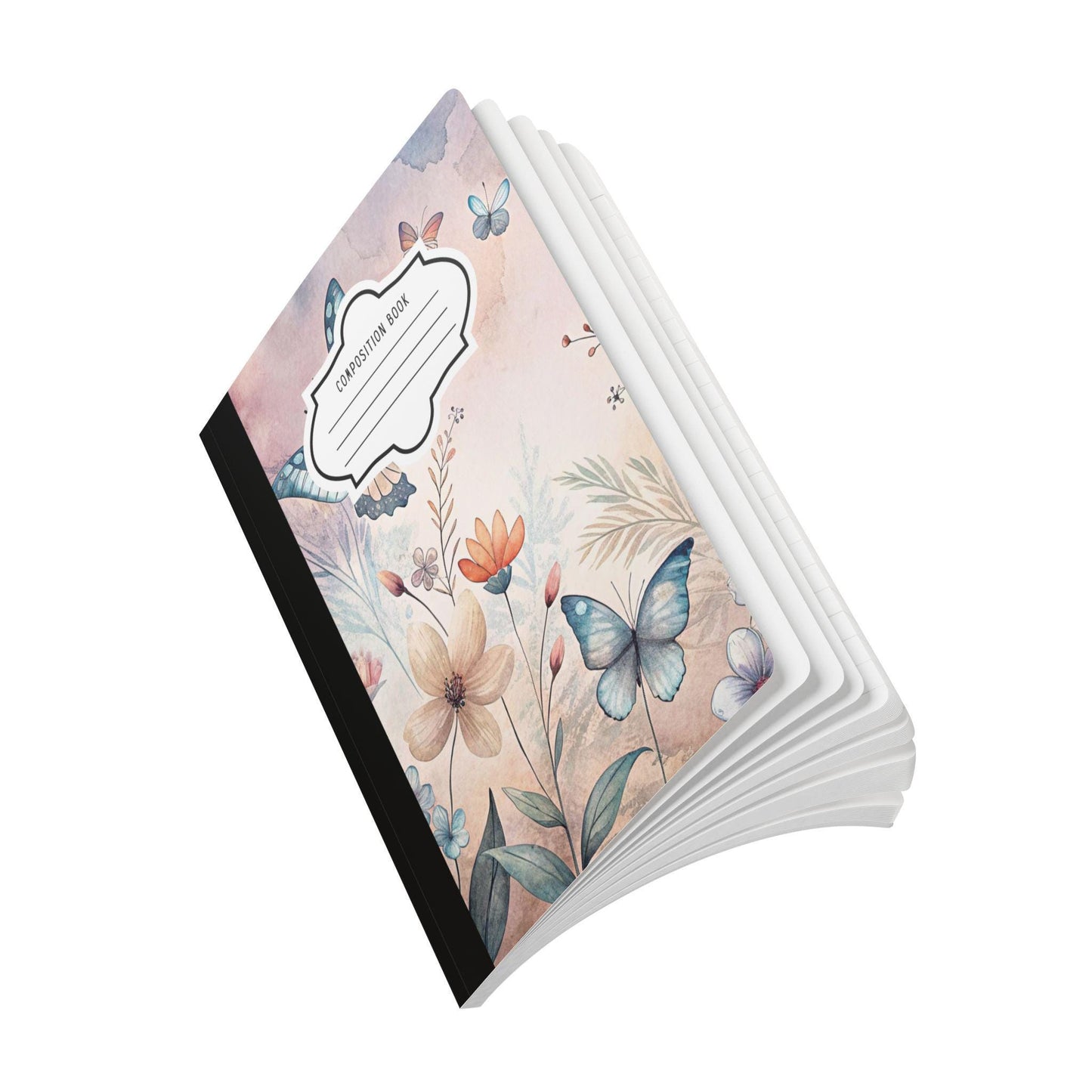 Butterfly Floral Composition Notebook: Pastel Sky Garden Journal
