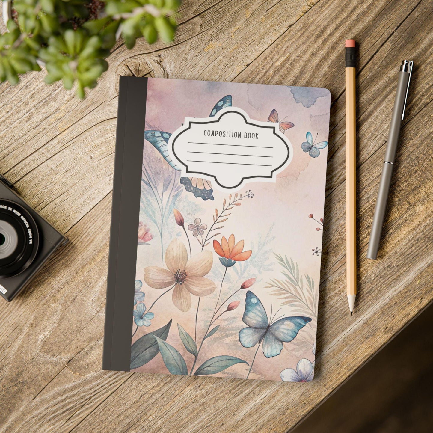 Butterfly Floral Composition Notebook: Pastel Sky Garden Journal