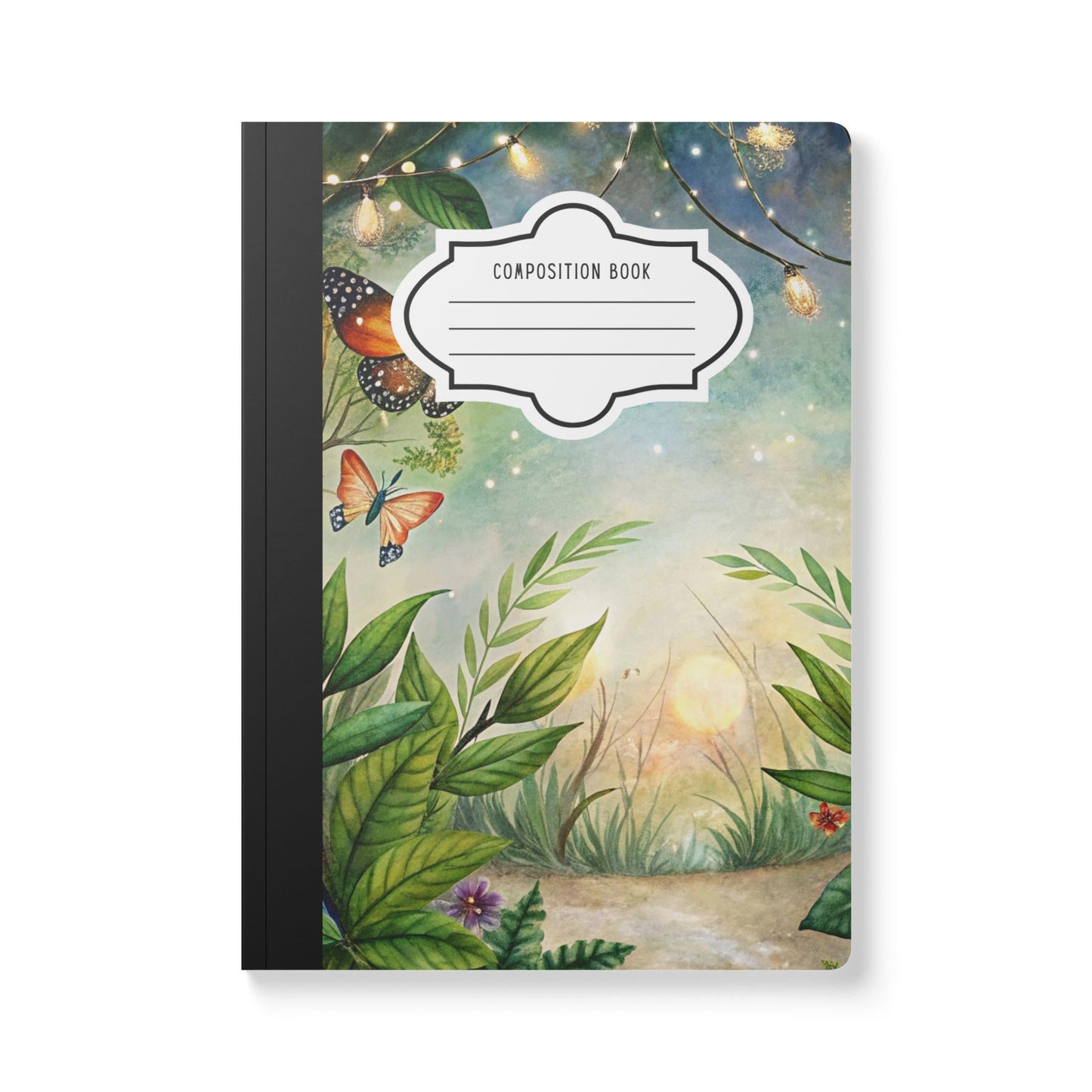 Butterfly Garden Notebook: Floral Artwork, College Ruled