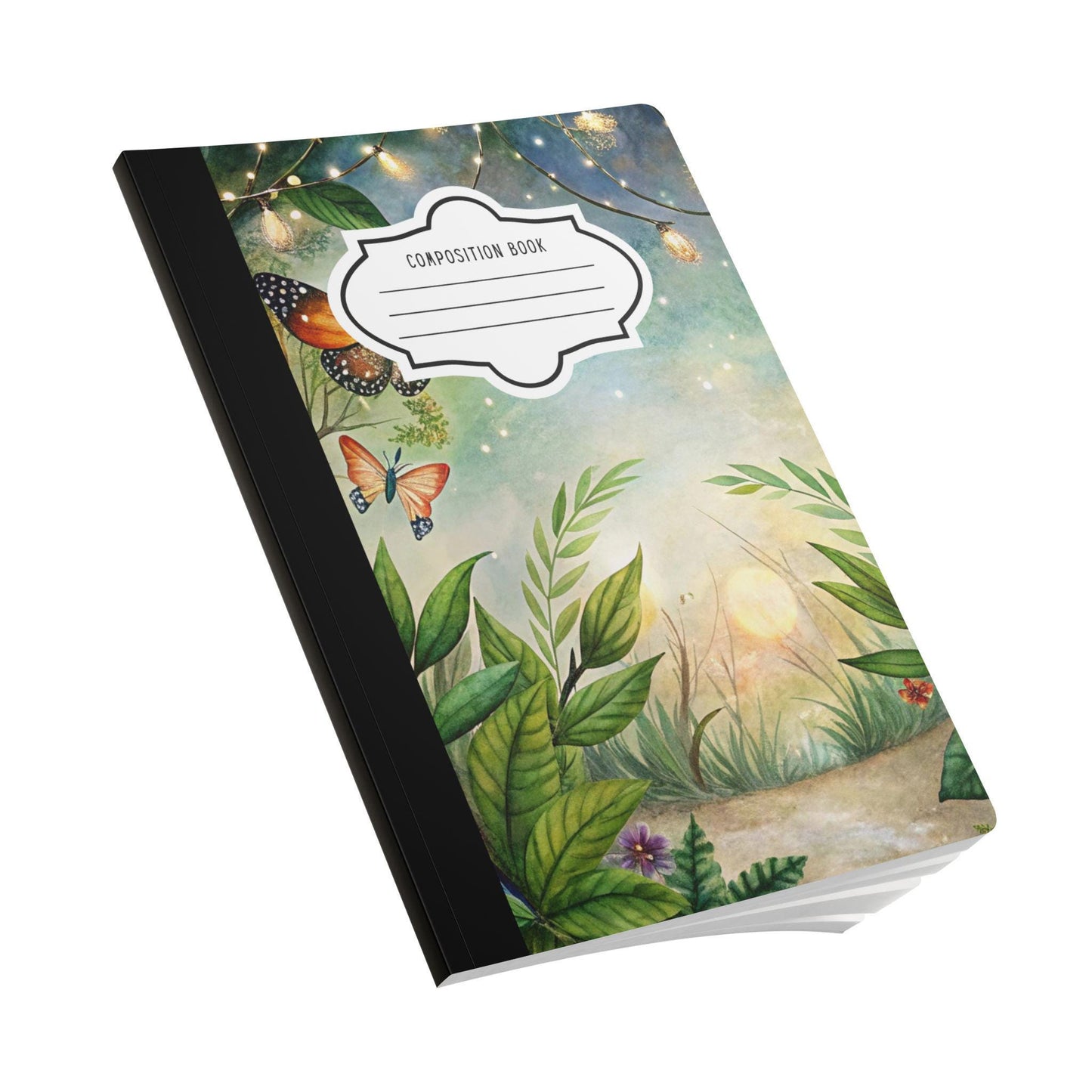 Butterfly Garden Notebook: Floral Artwork, College Ruled
