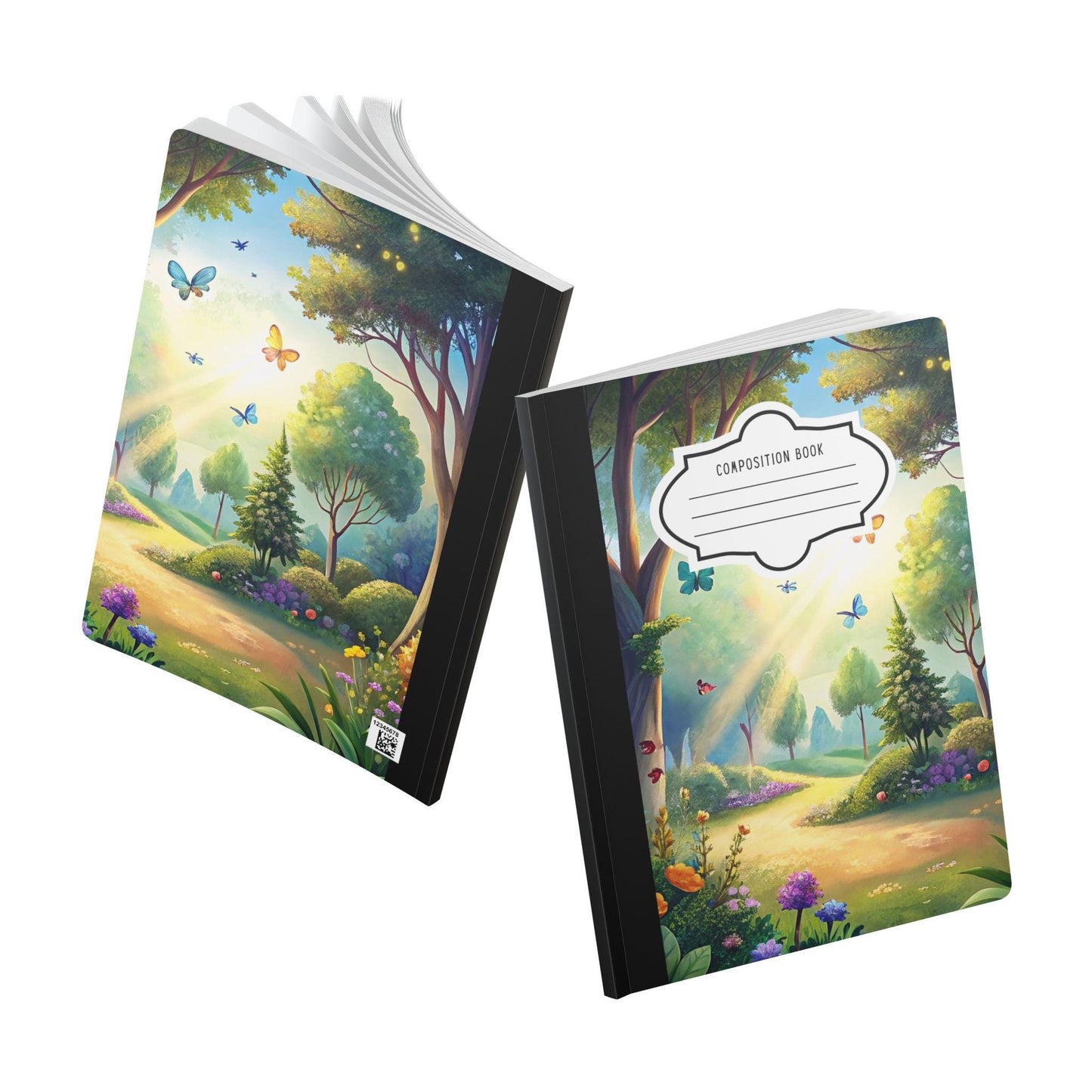 ColorFlow | Sunlit Butterfly Meadow Composition Notebook Journal with Floral Design College Ruled Writing Book