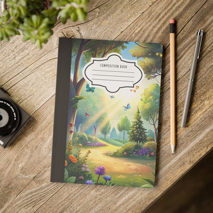 ColorFlow | Sunlit Butterfly Meadow Composition Notebook Journal with Floral Design College Ruled Writing Book