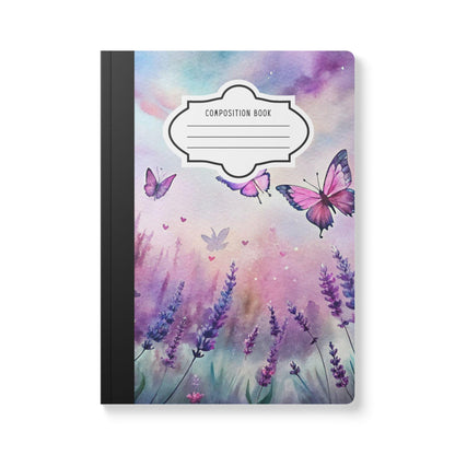 Lavender Butterfly Notebook: Pastel Sky Floral Journal, College Ruled