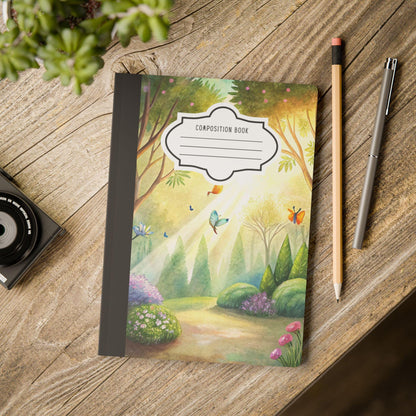 ColorFlow | Butterfly Pathway Journal Composition Notebook with Botanical Garden Design College Ruled Paper