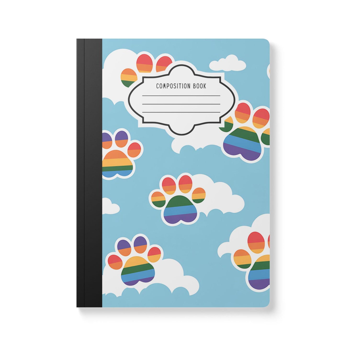ColorFlow | Rainbow Paw Print Clouds Composition Notebook Cute Animal Lover Journal for School Work or Gifts