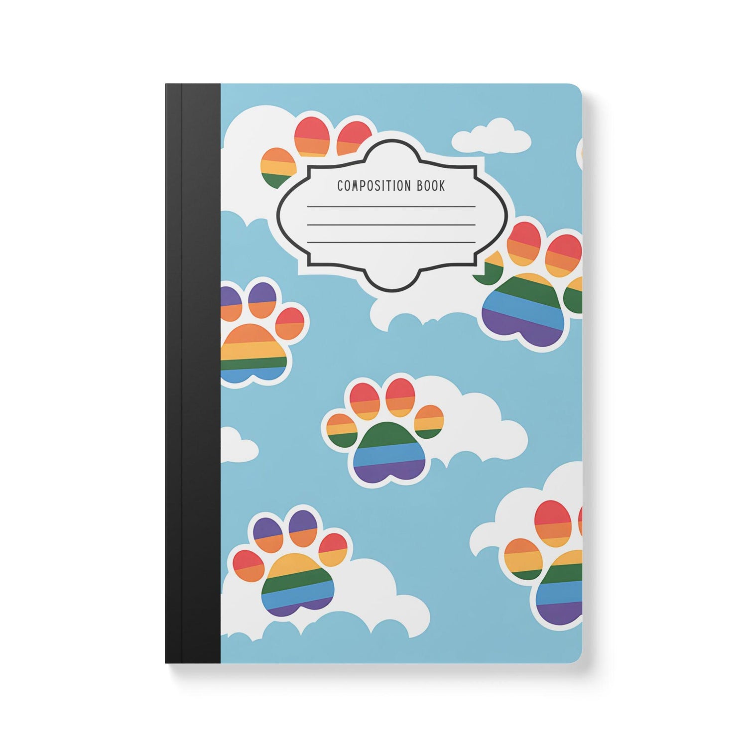 ColorFlow | Rainbow Paw Print Clouds Composition Notebook Cute Animal Lover Journal for School Work or Gifts