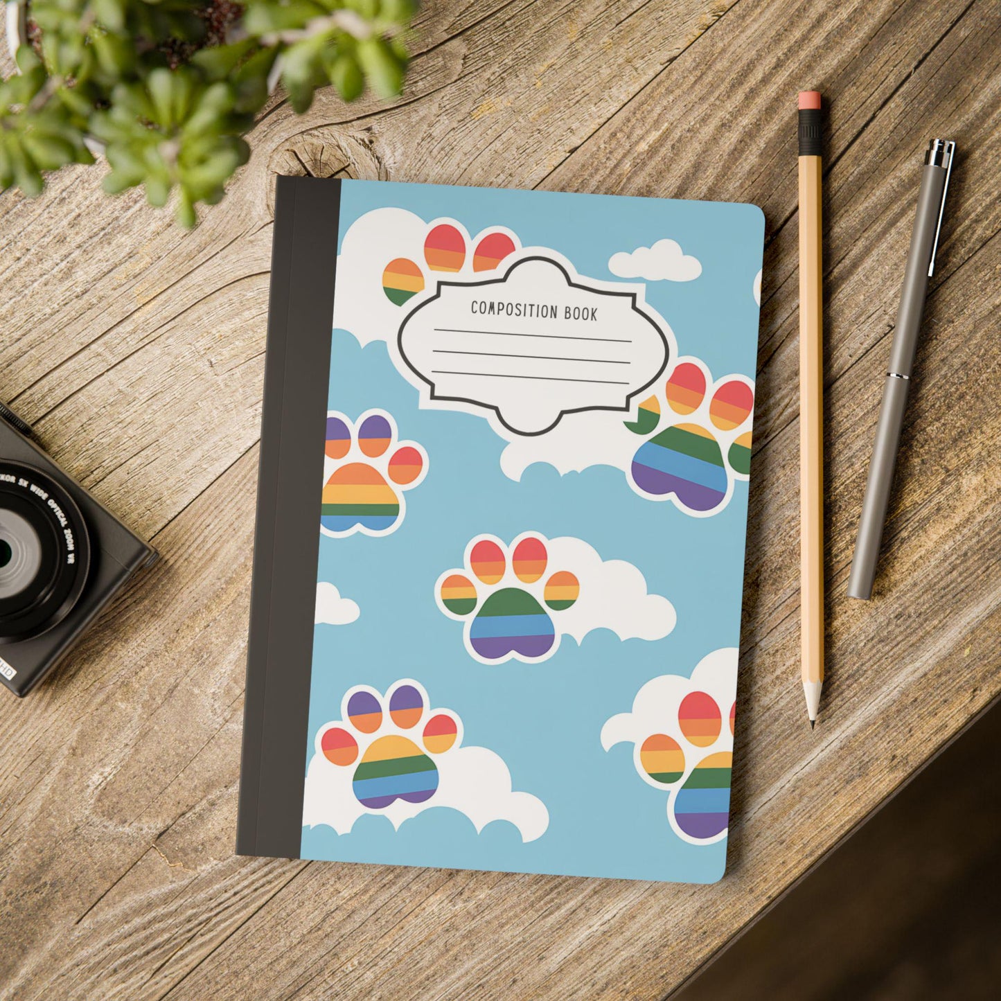 ColorFlow | Rainbow Paw Print Clouds Composition Notebook Cute Animal Lover Journal for School Work or Gifts