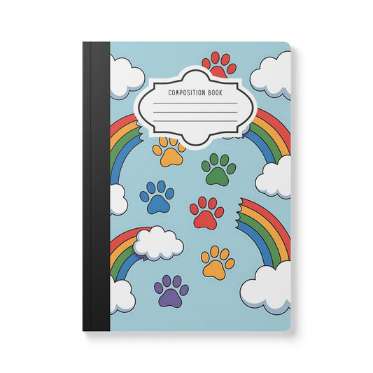 ColorFlow | Rainbow Paw Print and Clouds Composition Notebook Cute Pet Lover Journal Pride School Writing Gift