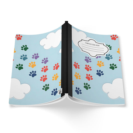 Rainbow Paw Print Composition Notebook: College Ruled or Mini