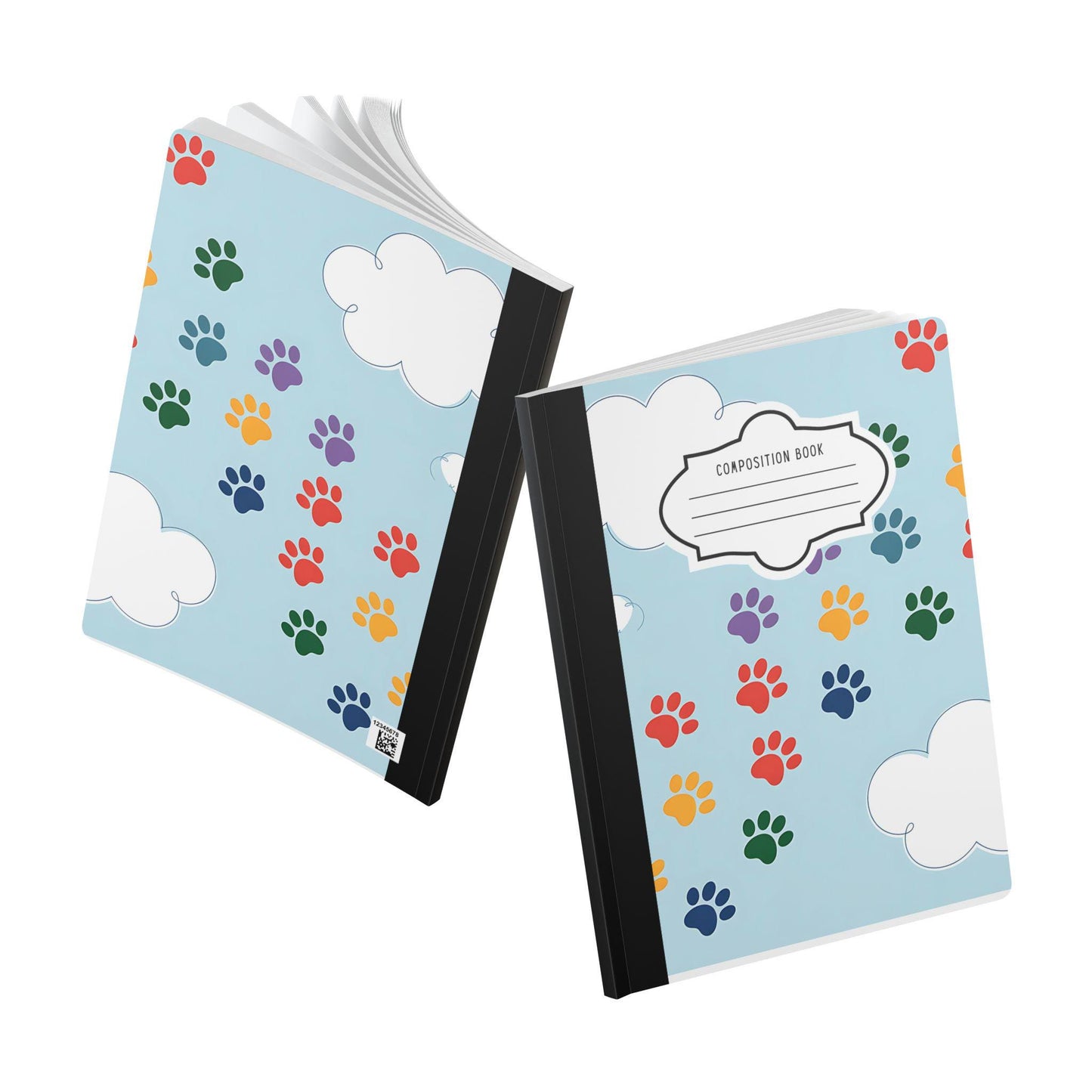 Rainbow Paw Print Composition Notebook: College Ruled or Mini