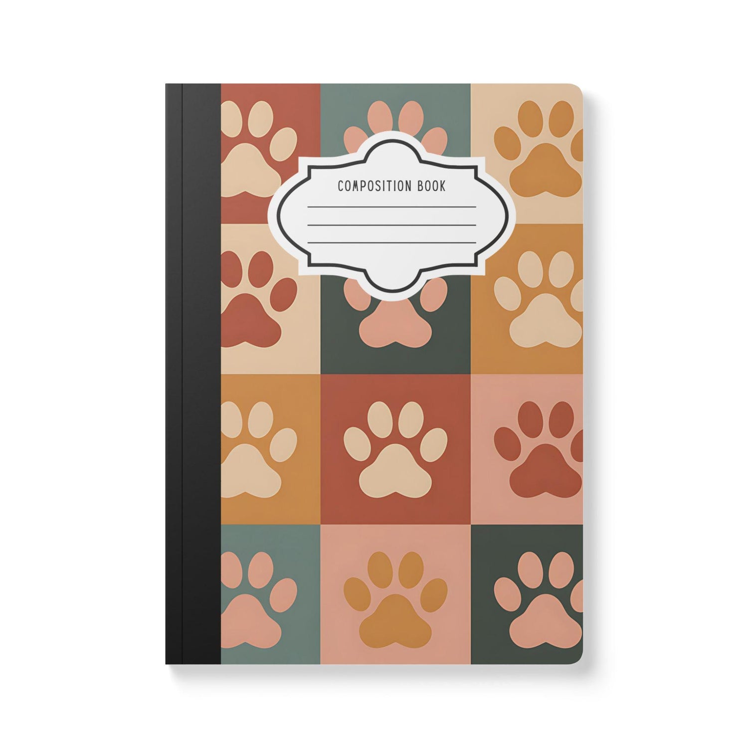 Retro Checker Paw Print Composition Notebook: College Ruled Journal