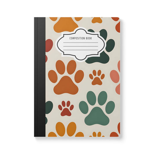 Multicolor Paw Print Composition Notebook: College Ruled Journal