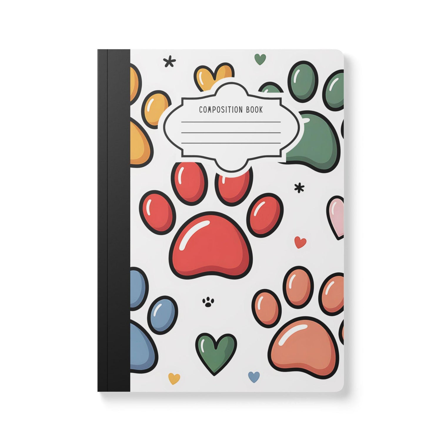 Paw Print Hearts Composition Notebook: College Ruled Journal