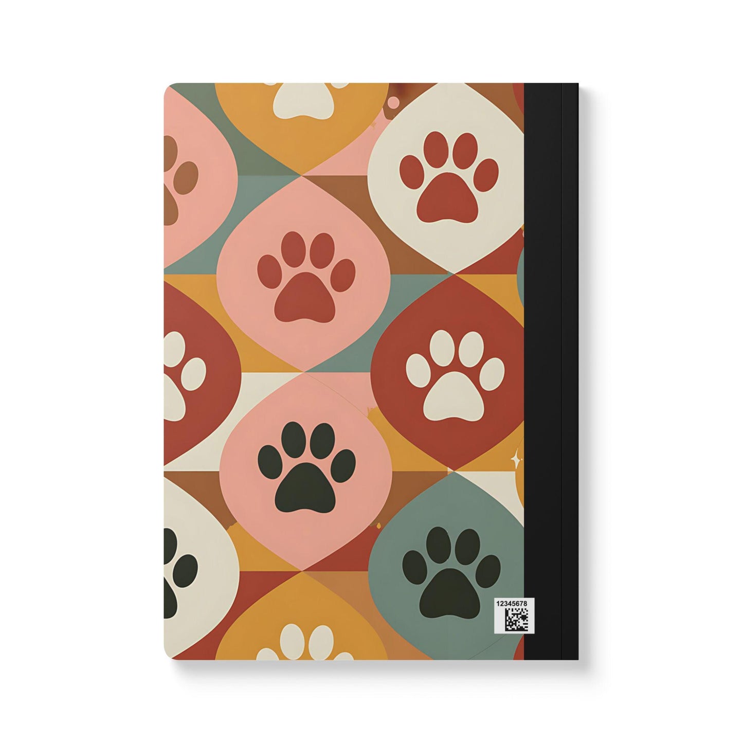 Retro Geometric Paw Print Notebook: College Ruled Journal