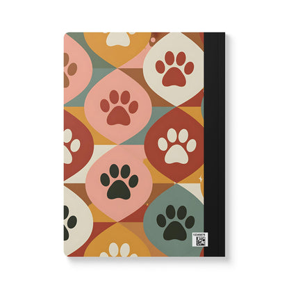 Retro Geometric Paw Print Notebook: College Ruled Journal
