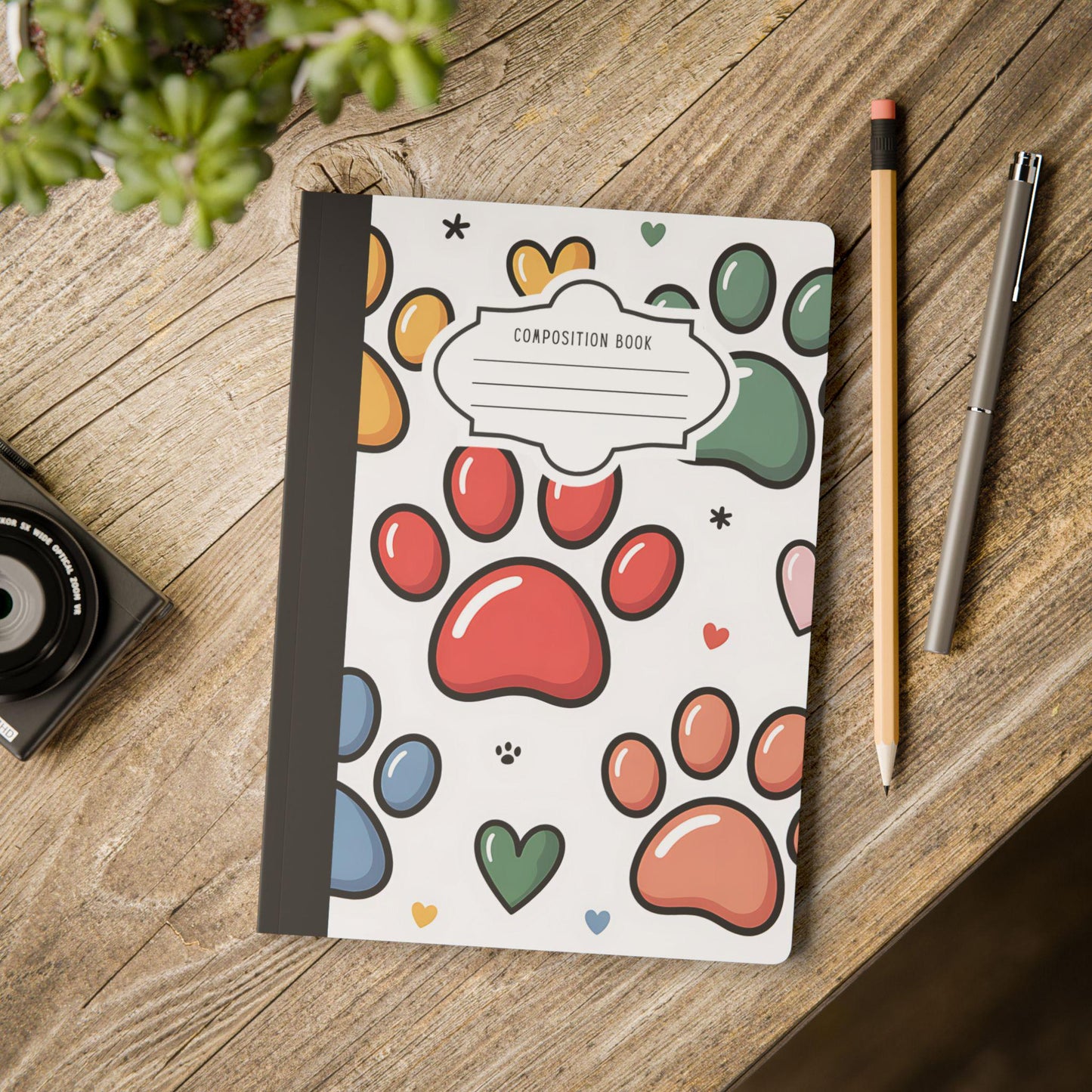 Paw Print Hearts Composition Notebook: College Ruled Journal