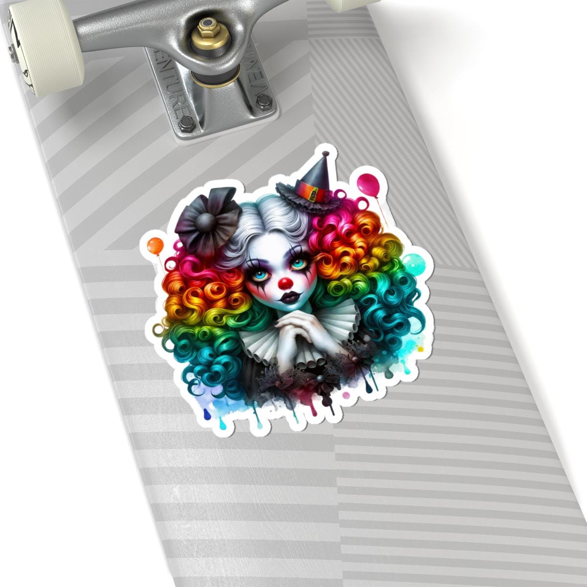 ColorFlow | Rainbow Gothic Circus Clown Sticker | Creepy Cute Harlequin Art | Dark Carnival Aesthetic Vinyl