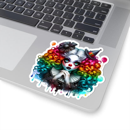 ColorFlow | Rainbow Gothic Circus Clown Sticker | Creepy Cute Harlequin Art | Dark Carnival Aesthetic Vinyl