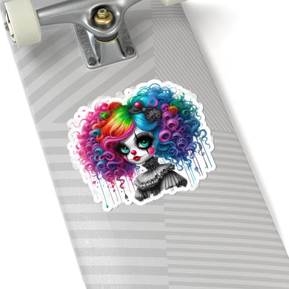 ColorFlow | Rainbow Gothic Clown Girl Sticker | Creepy Cute Circuscore Vinyl Decal | Spooky Aesthetic Laptop Sticker