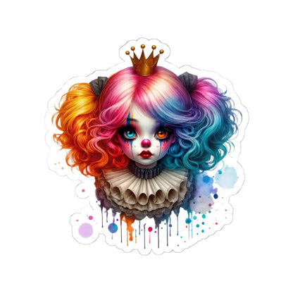 ColorFlow | Rainbow Clown Princess Sticker | Creepy Cute Circuscore Vinyl Decal | Gothic Kawaii Laptop Art