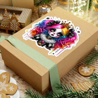 Royal Rainbow Clowncore Girl Sticker: Goth Emo Princess Vinyl Decal