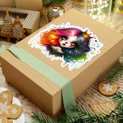 Clowncore Vinyl Sticker: Emo Circus Girl Goth Art Decal